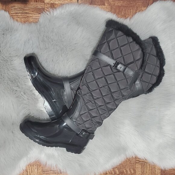 New Michael Kors Quilted Shearling Winter Belted Riding Fulton Boots - Picture 16 of 16